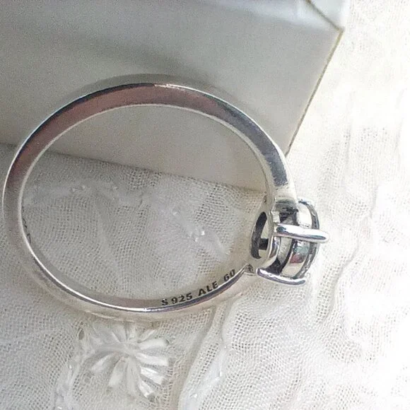 Pandora 925 Silver Sparkling Solitaire Ring 190052C01-60 - Ring Size 9 CZ - Box - Picture 3 of 4